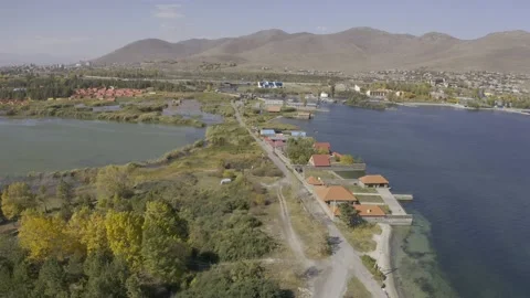 Aerial, Small Peninsula At The Sevan Lake, Armenia Stock Footage 172230684