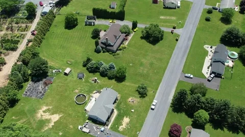 Aerial of small suburb Stock Footage 197440190
