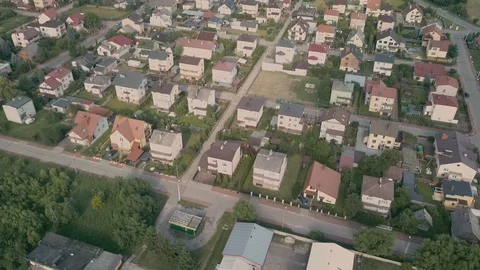 Aerial of small town Stock Footage 93662210