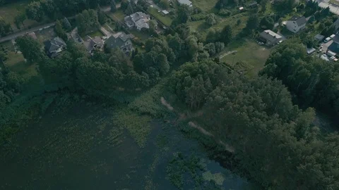 Aerial of small town Stock Footage 93662584