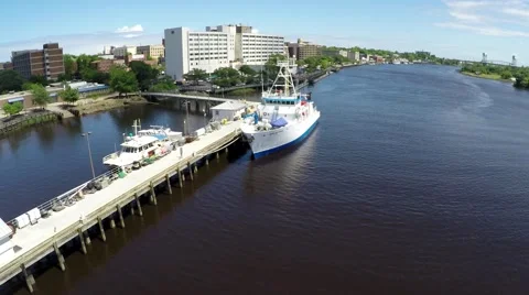 Aerial Small Town on the River Vidéo 53495700