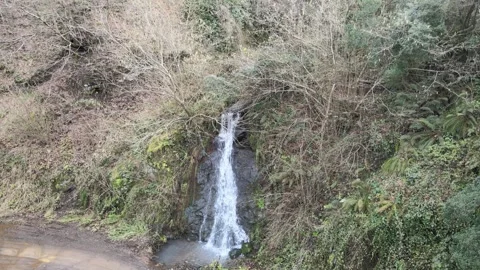 Aerial small waterfall Stock Footage 264016105