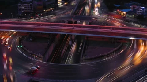Aerial Smooth Hyperlapse Traffic Freeway At Night Stock Footage 212193982
