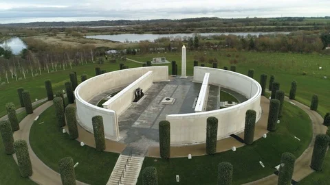 Aerial smooth pan around ciruclar Armed Forces Memorial, drone aerial 4K Stock-Footage 101215829