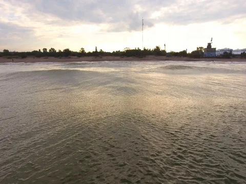 AERIAL: smooth waves. At low altitude. Backward movement - 002 Stock Footage 80182833