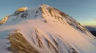 Aerial Of Snow Covered Mountain At Sunset Mt. Garibaldi Stock Footage