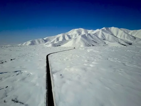 Aerial snow field view Stock Footage 75650654