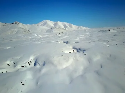 Aerial snow field view Stock Footage 75650788