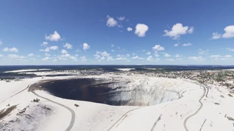Aerial of snow at Kimberlitovaya Mir Stock Video Pond5