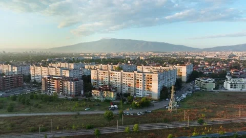 Aerial Sofia's Cityscape with Mountain Backdrop Stock Footage 285525908