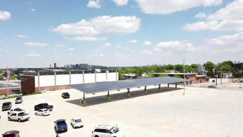 Aerial of Solar panel array Stock Footage 158894368