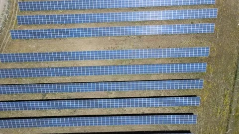 Aerial solar panel energy Stockbeeldmateriaal 240737285