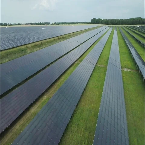 Aerial of solar panel farm Stock Footage 69491933