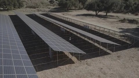 Aerial Solar Panel at farm Stock Footage 86492759