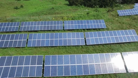 Aerial of solar panel in field Stock Footage 93516090