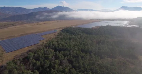 Aerial of solar panel installation Stock Footage 64832848