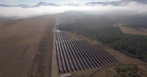 Aerial of solar panel installation Stock Footage 64832860