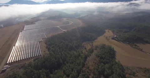Aerial of solar panel installation Stock Footage 64832893