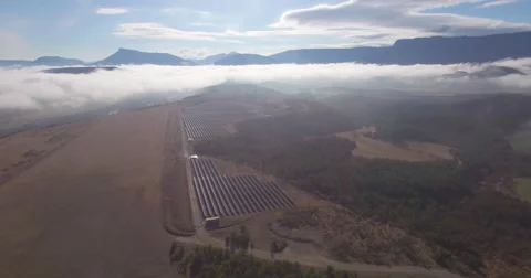 Aerial of solar panel installation Stock Footage 64832901