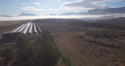 Aerial of solar panel installation 스톡 동영상 64832931