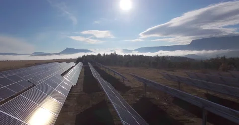 Aerial of solar panel installation 스톡 동영상 64832949