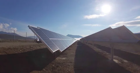 Aerial of solar panel installation Stock Footage 64833037