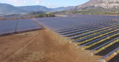 Aerial of solar panel installation Stock Footage 64833124