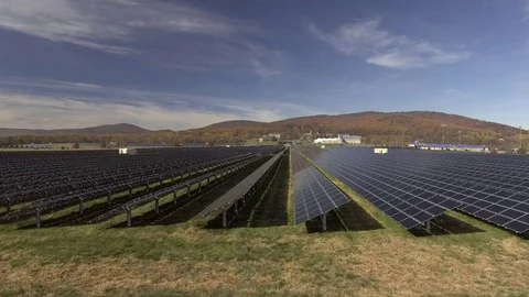 Aerial of Solar Panels in Field Stock Footage 75798328