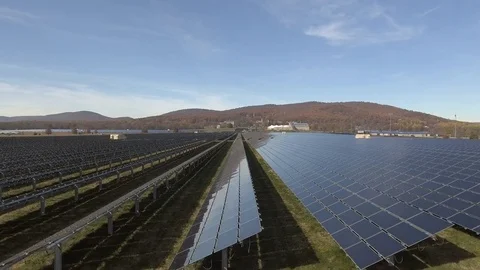 Aerial of Solar Panels in Field Stock Footage 75798357