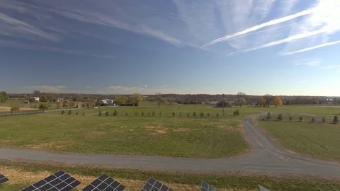 Aerial of Solar Panels in Field Stock Footage 75798380