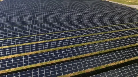 Aerial of Solar Panels in Field Stock-Footage 75798537