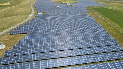 Aerial solar panels fields Stock Footage 240738189