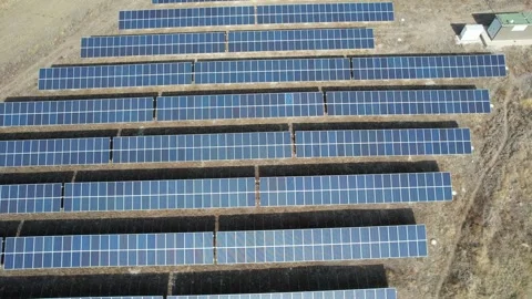 Aerial solar panels Stock Footage 258486023
