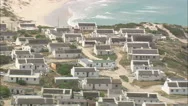 Aerial South Africa-Arniston, Beach, Dunes And Ancient Fish Traps Stock Footage