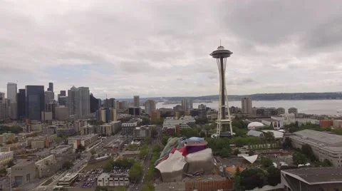 Aerial Space Needle and Down Town, Seattle Washington Stock Footage 64836861