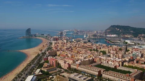 Aerial Spain Barcelona June 2018 Sunny Day 30mm 4K Inspire 2 Prores Stock Footage