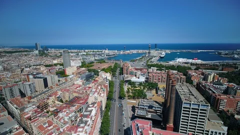 Aerial Spain Barcelona June 2018 Sunny Stock Video Pond5