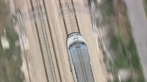 AERIAL Spain-Train Approaching Pucol Stock Footage 51903236