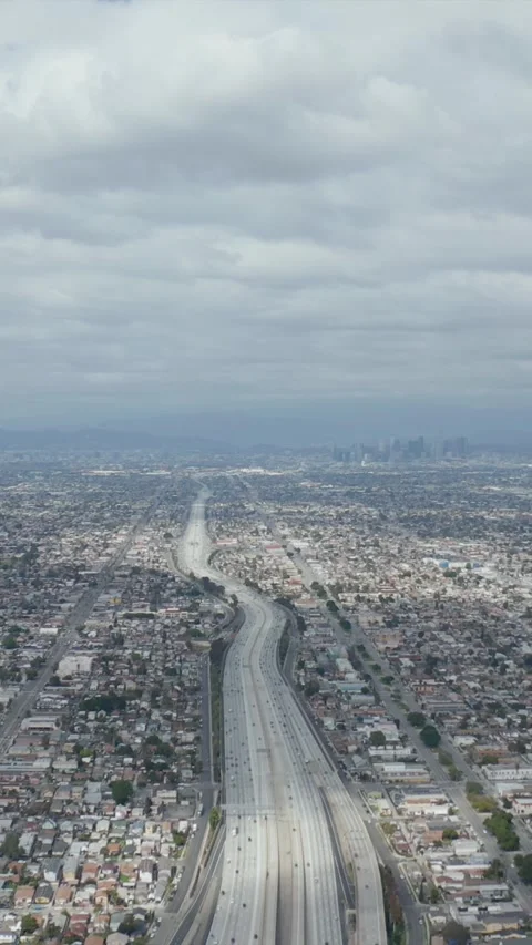 AERIAL: Spectacular View over Endless City Los Angeles, California with Big High Stock Footage 337412881