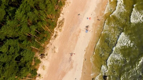 Aerial spinning top down view of the Dutchman's Cap, the place in Lithuania 스톡 동영상 112842415