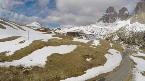 Aerial spring Shot of Dolomites Stock Footage 63823779
