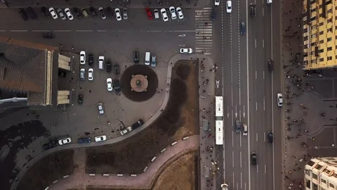 Aerial spring sunset horizontal view of Nevsky prospect Saint Petersburg Stock-Footage 107782518