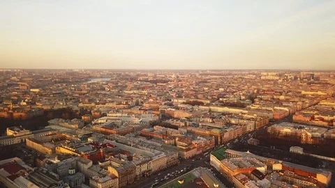Aerial spring sunset view of Saint Petersburg Nevsky prospect Kazan Stock Footage 107783055