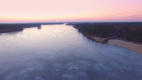 Aerial spring view of beach near the town Stock Footage 73797652