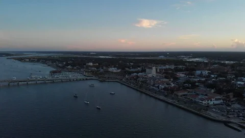 Aerial st. Augustine bridge and boats Stock Footage 128769841