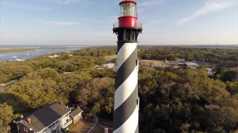 Aerial St augustine lighthouse Stock Footage 36550950