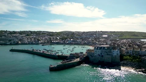 Aerial of St ives Harbour - Cornwall Stock Footage 310462911