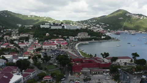 AERIAL - St. Thomas Redhook Bay in Charlotte Amalie, U.S. Virgin Islands, Stock Footage 166029560