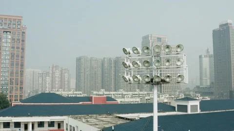 Aerial Stadium Lights Stock Footage 167198199