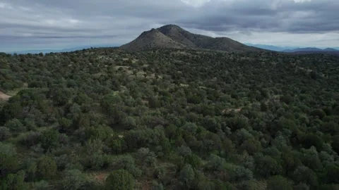 Aerial of a standalone mountain surrounded by pristine foothills and trees Stock Footage 316484621